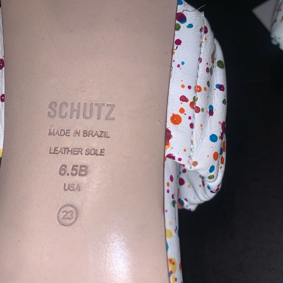 SCHUTZ Multicolor Splatter White Sandals - Picture 8 of 8